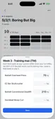 Entering training maxes for the week