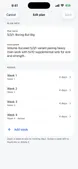 Plan editor: weeks and plan info